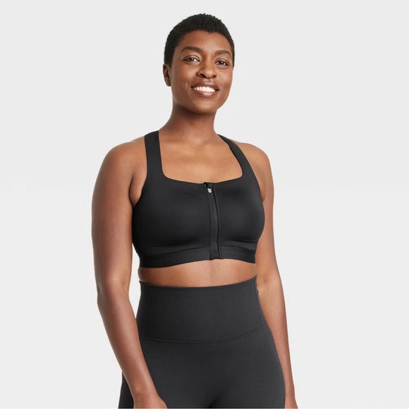 All In Motion Sports Bra Keyhole Black Women's Sculpt High Support - Picture 3 of 4
